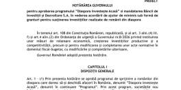 100 milioane euro pentru romanii din Diaspora care vor sa investeasca in tara (Document)