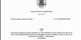Aviz pozitiv pe proiectul care prevede o noua zi libera pentru romani (Document)