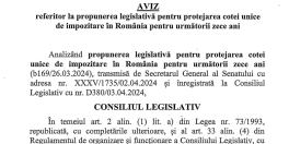 Decizie pe cota unica de impozitare. Iata ce a hotarat Consiliul Legislativ cu privire la proiectul care prevede ca legea sa nu fie schimbata pana in 2033 (Avizul)