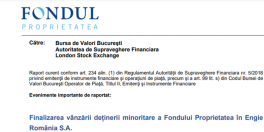 FONDUL PROPRIETATEA SI-A VANDUT ACTIUNILE LA ENGIE ROMANIA – Tranzactia depaseste 400 milioane de lei. Fondul nu mai detine nicio actiune in Engie Romania SA 