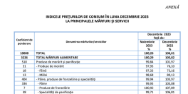 INFLATIE MAI MICA, MANCARE MAI SCUMPA – INS: rata inflatiei in decembrie 2023 a scazut la 6,61%. Cu aproape 6% s-au scumpit in schimb alimentele (Raportul)