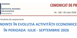 Tendinte in evolutia activitatii economice in perioada iulie - septembrie 2026. Previziunile managerilor indica o crestere a preturilor (Document)