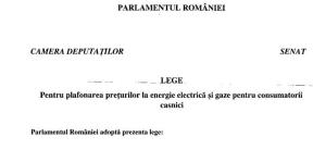 PLAFONAREA PRETURILOR LA ENERGIE – Proiectul de lege, in Senat. Compensare cu pana la 50% (Document)