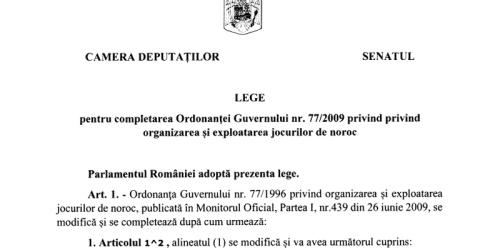1 milion de lei amenda pentru publicitatea la jocurile de noroc. Sanctiunea se aplica daca reclama se face la o distanta mai mica de 1 kilometru de unitatile de invatamant (Proiectul)