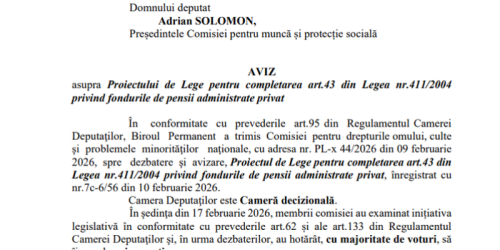 Aviz negativ pe proiectul de lege privind fondurile de pensii. Initiativa legislativa prevede marirea contributiei la Pilonul II de pensii (Avizul)
