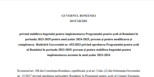 800 milioane lei pentru antreprenori. Hotararea vizeaza hrana elevilor (Document)