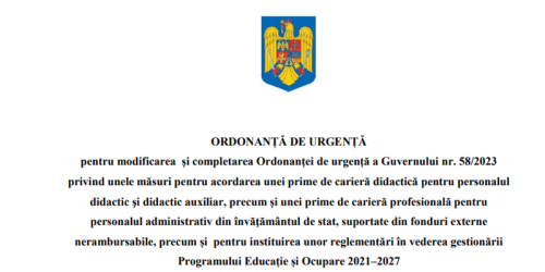 Bani pentru profesori. Ordonanta a fost adoptata (Document)