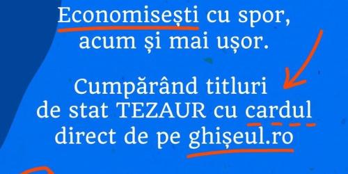 Finanțele lansează o nouă ediție a programului de titluri de stat Tezaur: dobânzi de 6,2%, 6,75% și 7,15%. Veniturile obținute sunt neimpozabile