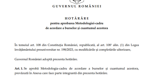 Hotarare pentru bursele elevilor: s-a decis cati bani vor primi (Document)