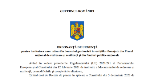 Investitiile finantate din PNRR, suspendate (Document)