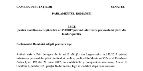 Lege pentru marirea salariilor. Proiectul a fost depus in Senat (Document)