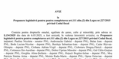 Modificarea Codului Fiscal: decizia luata in Senat privind vanzarea imobilelor (Document)