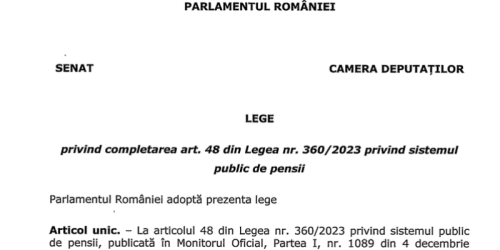 Modificarea la Legea pensiilor: decizia luata in Parlament. Legea prevede reducerea varstei de pensionare pentru o anumita categorie de romani (Document)