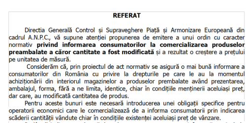 Ordin pentru comerciantii care umbla la gramaj, dar nu scad preturile. Decizia vine dupa ce aceasta practica a luat amploare (Document)