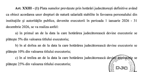 Plata sumelor prevazute prin hotarari judecatoresti definitive: iata cum se aplica (Document)