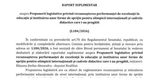 Respingere pentru olimpicii Romaniei. Proiectul prevede recompensarea performantei in bani sau facilitati fiscale (Document)