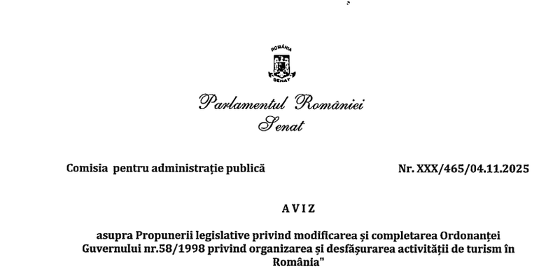 Aviz pentru turismul Romaniei. Daca legea va fi adoptata, antreprenorii trebuie sa se conformeze noilor reguli (Document)