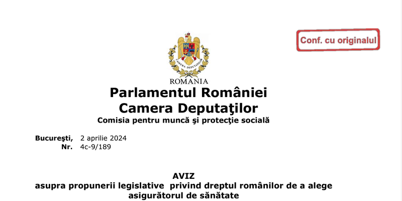 Avize negative in Camera Deputatilor pentru privatizarea sistemului de sanatate. Initiativa stipuleaza ca statul sa returneze maxim 50% din suma platita cu titlu de CAS, bani care vor fi folositi in sistemul privat (Document)