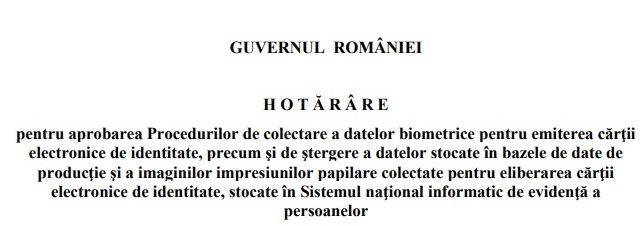 CARTEA ELECTRONICA DE IDENTITATE – Premierul, asteptat sa semneze pentru colectarea datelor biometrice ale romanilor (Document)