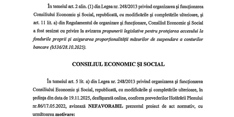 Conditii pentru blocarea conturilor: votul dat (Document)