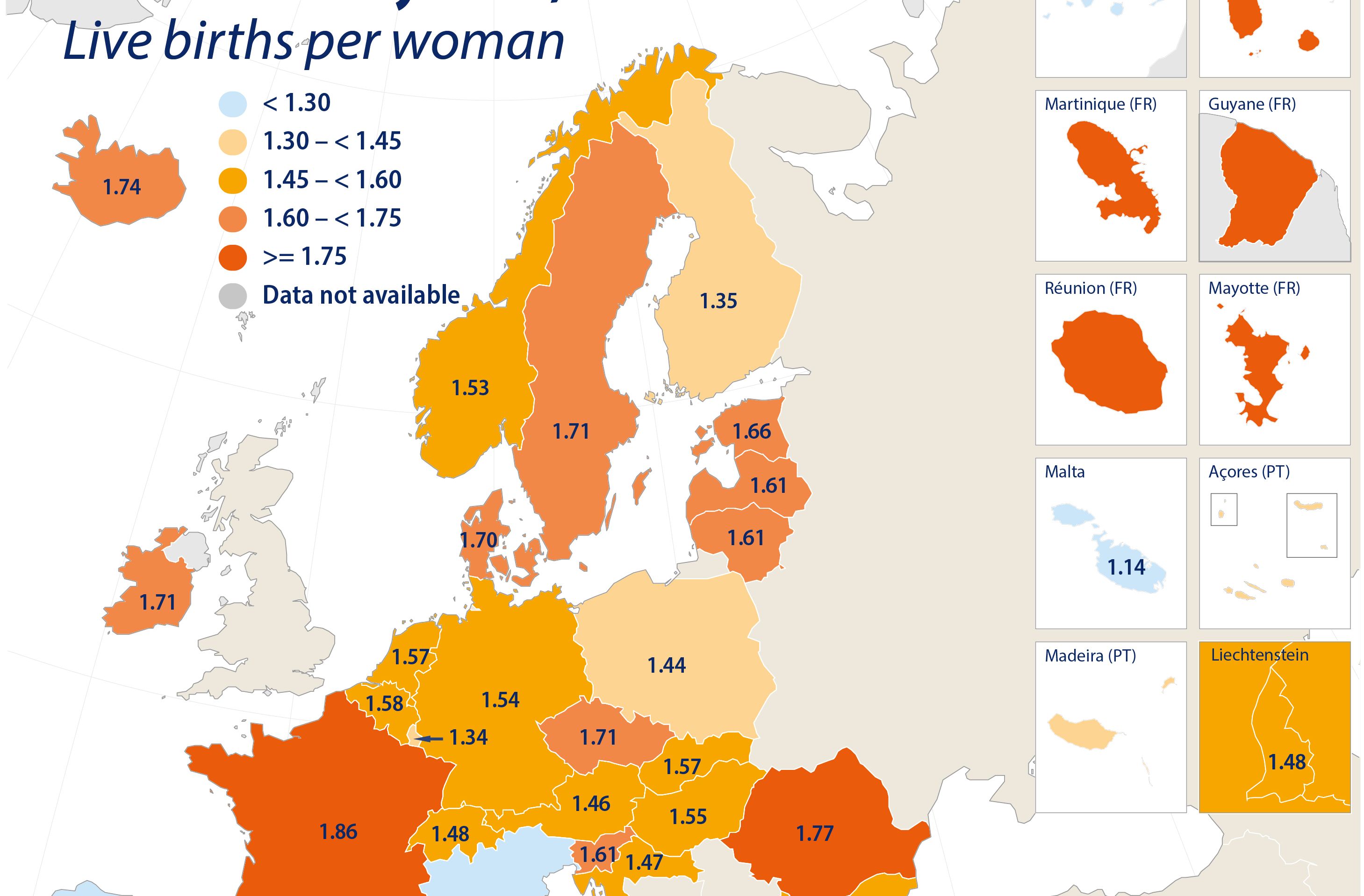 DECLINUL NASTERILOR IN UE – Eurostat: rata totala a fertilitatii s-a ridicat la 1,53 nasteri pe femeie in UE in 2019. Franta si Romania, statele cu cea mai mare rata a fertilitatii