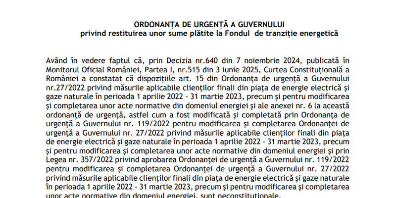 Finantele platesc 1,5 miliarde lei producatorilor de energie in urma deciziei Curtii Constitutionale (Document)