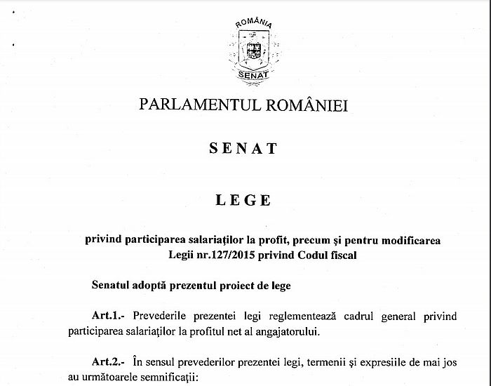 IMPARTIREA PROFITULUI FIRMELOR CU ANGAJATII - Proiectul de lege a fost  deja adoptat  de Senat. Obligatiile angajatorului