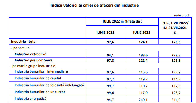 INDUSTRIA ROMANIEI: RAPORT – Bilantul oficial (Document)