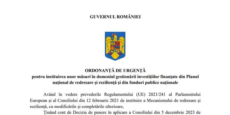Investitiile finantate din PNRR, suspendate (Document)