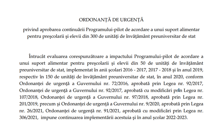 MASA CALDA PENTRU ELEVI –  Premierul a semnat pentru alocarea banilor. Suma zilnica acordata, cu tot cu TVA (Document)