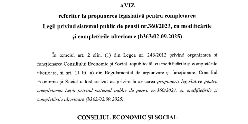 Modificarea Legii pensiilor, avizata negativ (Document)
