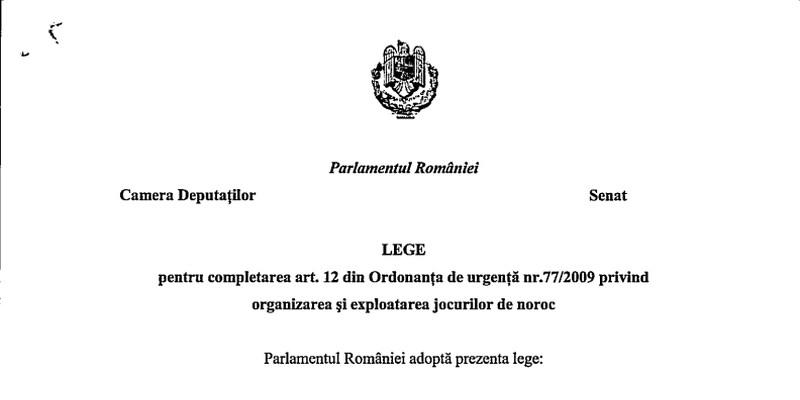 Reclamele la jocuri de noroc, fara VIP-uri (Proiectul)