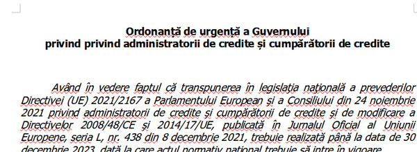 RECUPERATORII, PUSI LA PUNCT – Ministerul Economiei a pus in dezbatere proiectul OUG privind administratorii de credite si cumparatorii de credite. Se instituie noi reguli pentru recuperatorii de credite: 