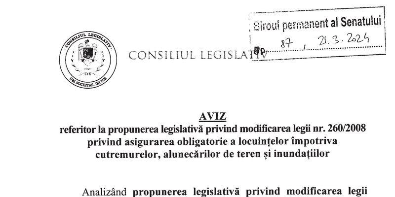 REFUZ PENTRU MODIFICAREA LEGII ASIGURARILOR – Consiliul Legislativ a avizat negativ proiectul care stipuleaza ca incheierea asigurarii facultative sa nu mai fie conditionata de existenta uneia obligatorii (Avizul)