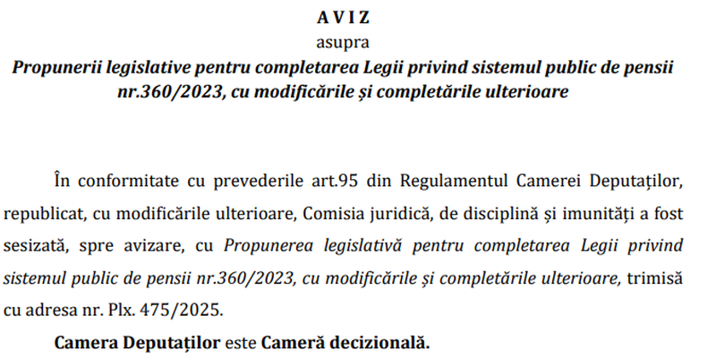 Vot in Camera Deputatilor pe Legea pensiilor (Document)